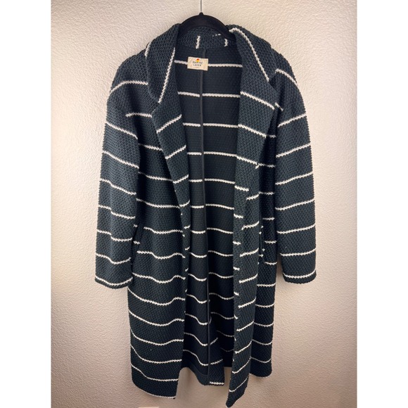 Marine Layer Sweaters - Marine Layer Striped Knit Cardigan Coatigan Womens XS Black White Long Sleeve‎